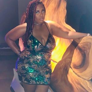 Green and Blue Sequin Dress